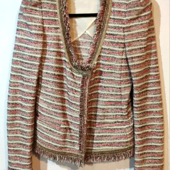 Tweed Jacket Blazer Patrizia Pepe Button Up Shirt Size 44 Medium Chanel Style - Picture 3 of 11